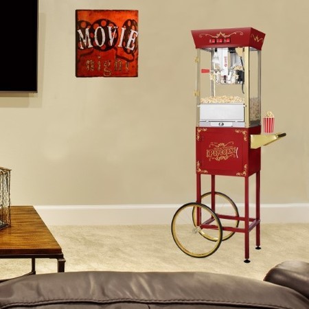 Great Northern Popcorn Great Northern Popcorn 8 Ounce Antique Style Machine, Electric Countertop Popcorn Maker Cart, Red 837027PPP
